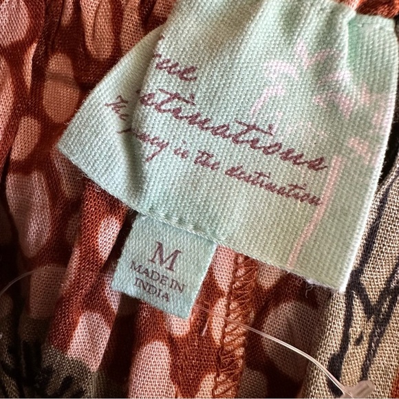 True Destinations Tropical Palm Tree Print Wide Leg Vacation Cover Up Pants, M - Picture 7 of 11